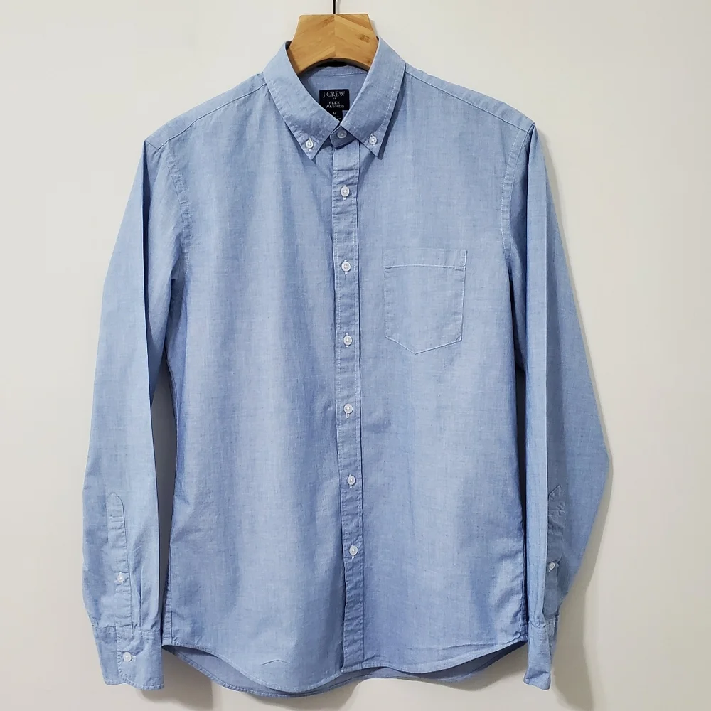 J. Crew Flex Washed Cotton Blend Slim Fit Long Sleeve Button Down Shirt Medium